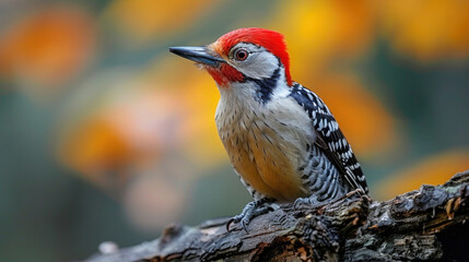 Wall Mural - Birds in Nature: Red Billed Hornbill, Red Headed Woodpecker, and Red Backed Shrike