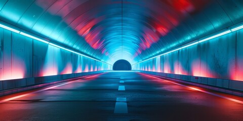 Wall Mural - Neon tunnel simple background, texture, simplicity, large area white space, light efficiency, rule of thirds composition, beautiful lighting, Ultra HD Picture , Sharp details