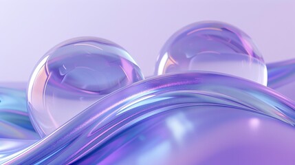 Wall Mural -   A set of glossy orbs arranged beside one another on a white background with a blue-purple vortex in the center