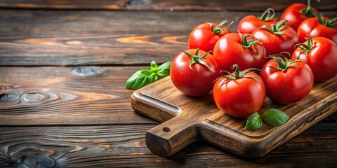 Fresh ripe tomatoes on a wooden cutting board , vegetables, red, healthy, organic, food, cooking, ingredient, summer, salad
