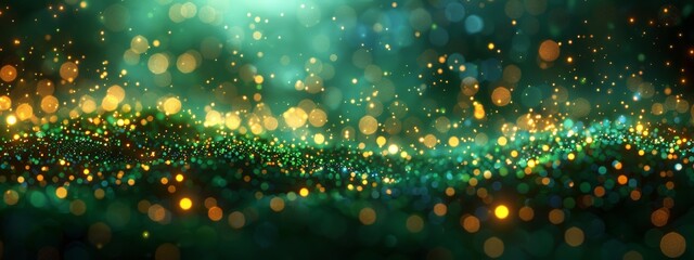 Wall Mural - Beautiful glowing green bokeh background.