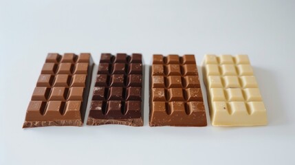 Wall Mural - Chocolate bars separated on a white backdrop