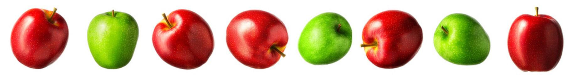 Wall Mural - Group of red and green apples on white background