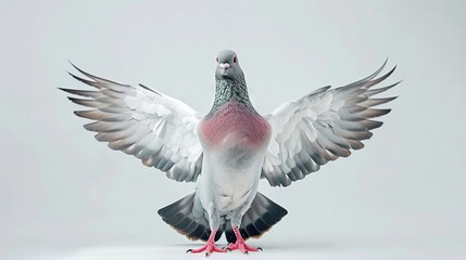 Poster -   A close-up photo of a bird with its wings spread open and an expansive body