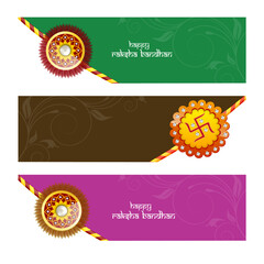 Wall Mural - Social Media Banner or Header Set for Happy Raksha Bandhan Festival, Png Vector.