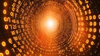 Aufkleber - Glowing Numbers and Codes Form a Vortex in Cyberspace