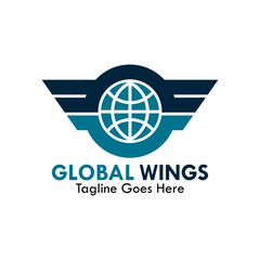 Wall Mural - Global wings design logo template illustration