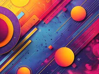 Poster - Mesmerizing Geometric Frame Background with Vibrant Abstract Shapes and Bold Chromatic Lines
