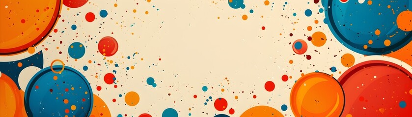 Poster - Retro Frame Background with Bold Colors and Vintage Patterns Nostalgic Elements Concept