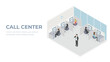 © Hollypixel - Isometric call center concept. Consultants or call center staff illustration.