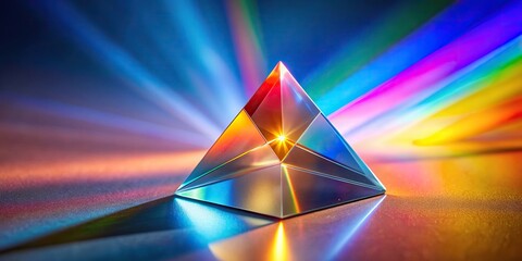 Wall Mural - Prism reflecting light on a soft diffused color background, prism, light refraction, colors, abstract