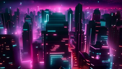 Poster - Neon Cityscape at Night Generative AI
