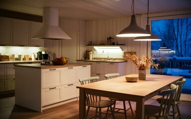 modern interior with kitchen