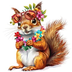 Wall Mural - Squirrel tropical fashion