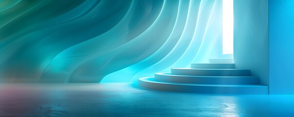 Poster - Turquoise Neon Gradient Background for Tech Product Concept Display