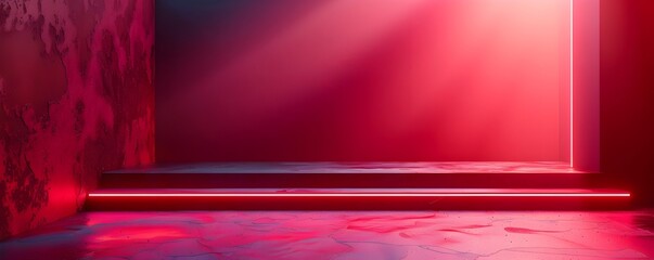 Poster - Vibrant Neon Red Backdrop for High Energy Product Presentations with Subtle Glowing Effects and Copy Space