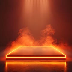 Wall Mural - Vibrant Neon Orange Gradient Backdrop for Dynamic Product Displays and Concepts