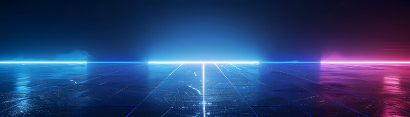 Poster - Vibrant Neon Blue Backdrop for Tech and Gaming Product Concept Display