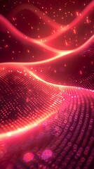 Poster - Bright Neon Red Abstract Background with Glowing Dynamic Patterns for Product Presentations