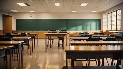 Poster - Empty Classroom During Daylight Hours Generative AI