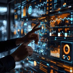 Poster - Businessperson Using Augmented Reality to Visualize and Interact with Business Data and Graphs