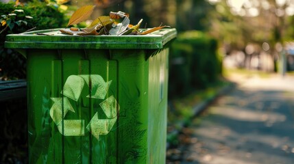 Sticker - A vibrant green recycling bin stood out symbolizing sustainable practices and environmental consciousness