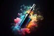© Ольга Лукьяненко - electronic cigarette vape with colorful smoke around it Isolated on black background