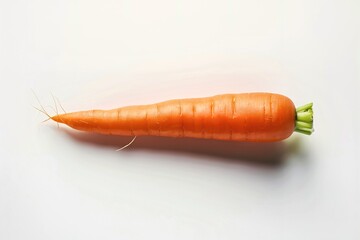 A pristine, high-resolution photo of a freshly-picked carrot, isolated on a white background