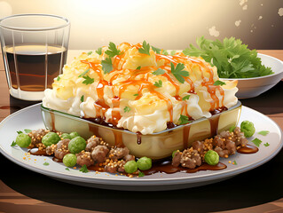 Wall Mural - 3d of a casserole with mayonnaise and nuts