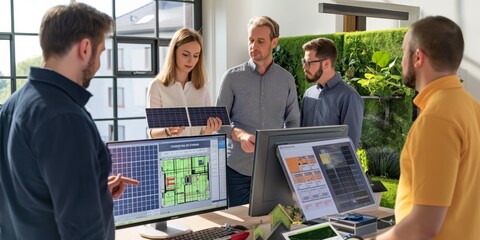 Poster - Foster collaboration in a sustainable office using digital design tools to enhance efficiency and innovation. Create a modern, ecofriendly workspace for a productive team environment