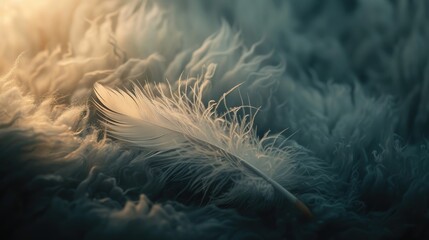 Poster - feather wool and blur on a dark backdrop