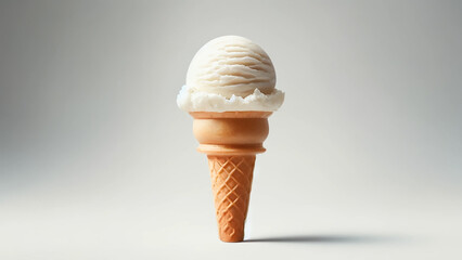 Wall Mural - vanilla ice cream cone, isolated on a plain background.