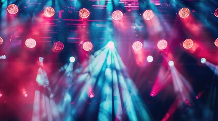 Wall Mural - Blurred concert lighting effects and party atmosphere on stage