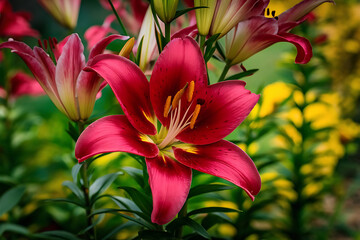 Sticker - red lily flower