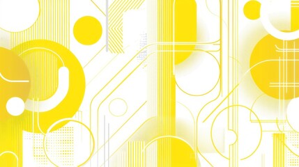 Poster - Yellow and white background flat line art