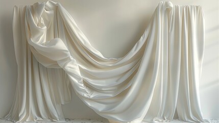 Poster - Hanging large piece of textured photorealistic fabric. Generative AI.