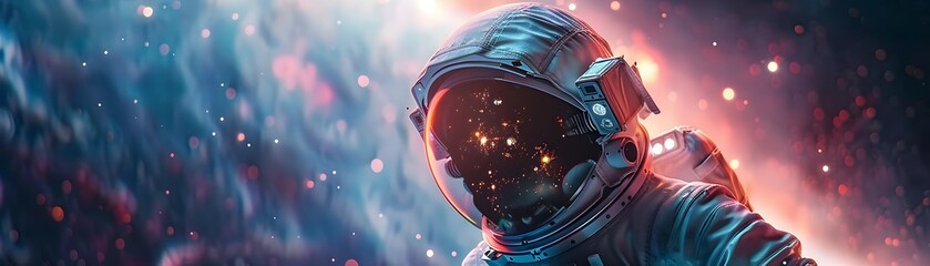 Wall Mural - astronaut exploring futuristic and innovative space technology in cosmic nebula