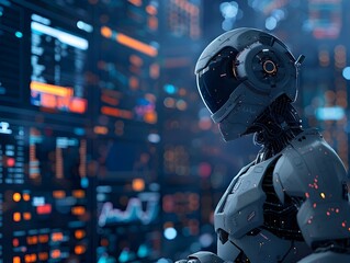Aufkleber - ai powered financial analytics dashboard in futuristic cityscape