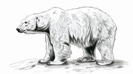 Sketch of polar bear. Hand drawn illustration converted to vector, Bear Drawing