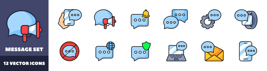 Poster - Message set icons. Message bubble icons. Flat style. Vector icons.