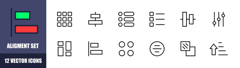 Poster - Augment set icons. Icon Settings. Linear style. Vector icons.