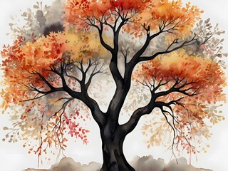 Canvas Print - tree in autumn, ai generated