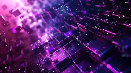 Modern Tech. Abstract 3D Render with Futuristic Design in Cool Purple Colors