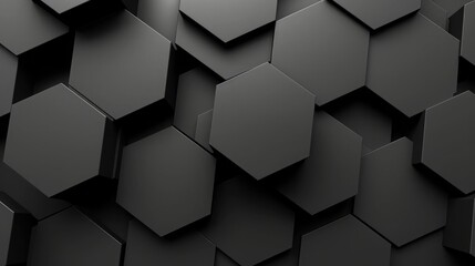 Canvas Print - Abstract 3d black hexagons background pattern. AI generated image