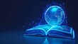 © Yoan Maulana Studio - Neon Blue Book and Globe, Global Education, Educational Technology : Suitable for Be Used in Blog Posts, Social Media Posts or Website Content Related to Education and Technology Theme.