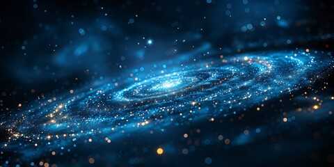 Canvas Print - abstract cosmic swirl with glowing blue and orange particles, representing the beauty of the univers