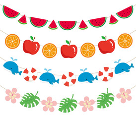 Summer elements icon illustration garland decoration