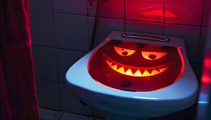 dreaded home bathroom scale that is possessed by an evil spirit, it is smiling an evil inviting smile, ready to give you bad news of weight gain