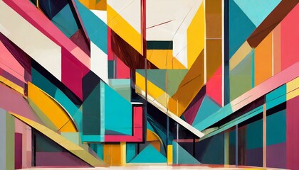 Wall Mural - colorful abstract art background in modular constructivism style, art design