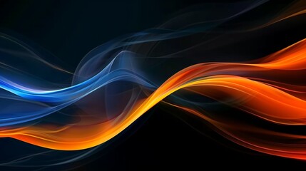 vibrant blue and orange glow waves abstract background